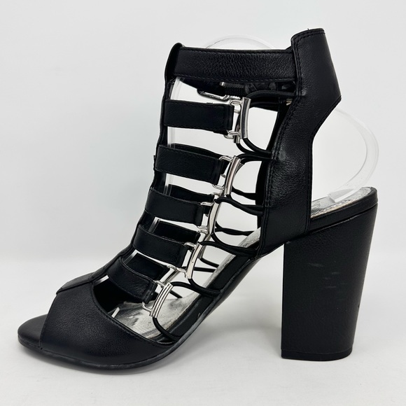 Gianni Bini Gladiator Heels Strappy Sandals Black Leather Women's - Picture 7 of 13